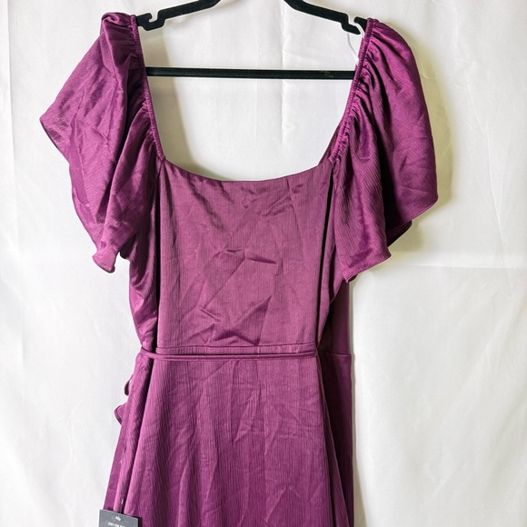 Lulu's Womens Serene Sight Plum Purple Midi Asymmetrical Wrap Dress XL Crinkle - Picture 10 of 15